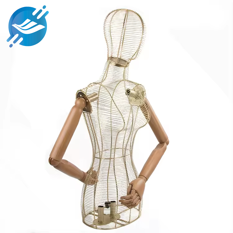 Shin kuna neman hanya mai salo da kyan gani don nuna ƙirar tufafinku ko nuna kayan da kuka fi so?Kada ku duba fiye da Zinare Metal Art Female Mannequin Dressmaker Tufafin Form Babban Jiki.Wannan fasaha mai ban sha'awa ba kawai kayan aiki mai amfani ga masu yin riguna da masu zane-zane ba, amma har ma da kayan ado mai kyau wanda zai kara daɗaɗɗen haɓakawa ga kowane sarari.